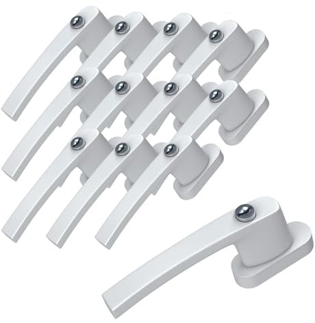 BASI | 12er Set Fenstergriff abschließbar | Farbe Weiß oder Silber | Aluminium | Balkontürgriff | Kindersicherung | Stiftlänge 35 mm | Griff für Fenster Terassentür | 12 Stück | 24 Schlüssel