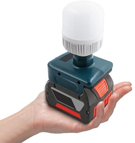 LED Arbeitsleuchte für Bosch Professional 18V System GBA Akkus mit E27 Glühbirne, 12W 1500lm Tragbares Flutlicht, 6500K Kabellose Taschenlampe für Baustellen und den Außenbereich (Keine Batterie)
