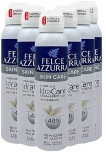 Felce Azzurra Deodorante Unisex Spray Skin Care Formula Idracare Con The Bianco 48H 150 Ml (6 Unità)