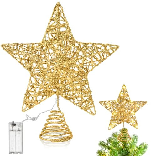 Estrella Arbol Navidad, 25 cm Estrella de Árbol de Navidad 10 Luces LED, Estrella Arbol de Navidad con Luz, Estrella para Arbol de Navidad, Topper de árbol de Navidad para Decoracion Arbol Navidad
