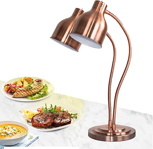Doppelkopf-Warmhaltelampe für Speisen, 500 W, Wärmelampe für gewerbliche Küchen, Warmhaltelampe für Speisen, dehnbar bis zu 70 cm, Buffet-Warmhaltetisch für Restaurants, Küchen, freistehend, für gew