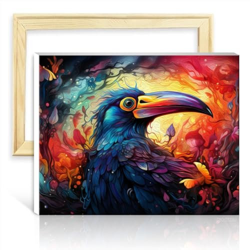 TANGFEIY Peinture par numéro perroquet DIY Kits de peinture par numéros Peinture numérique Numéro acrylique avec pinceaux Style peint pour décoration intérieure Sans cadre (40x50cm)