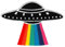 UFO Regenbogen Alien Fliegende Untertasse Gestickt Aufnäher zum aufbügeln oder aufnähen Bügelbild Aufbügler für Kleidung Bügelpatch Applikation Patch Größe 9,1 x 6,3 cm