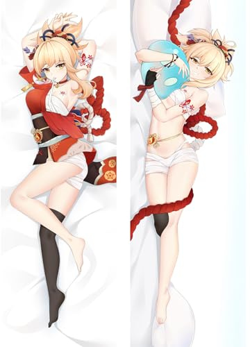 SFHCOISM Dakimakura Body Pillow Anime Kissenbezug Kissenhülle Genshin Impact Yoimiya A06, Pillowcase Doppelseitige Seitenschläf Umarmungskissen Bezug Dekorative Zierkissenbezug