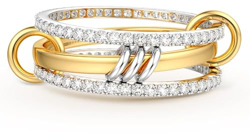 Dochais Gold Silber Ring Damen 18k Vergoldete Wasserfest Goldene Ringe Set Stapelbar Verlobungsring Eheringe Statement Daumenring Fingerring Hypoallergene für Frauen Herren Schmuck Größe 52-65