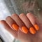 SXVME Orange False Nails Short Medium Square, Gel Press on Nails Coffin Medium Glossy Fake Nails Set Solid Color Acrylic Nail Natural Fit Reusable Stick on Nail for Women Daily Wear, in 24 Pcs
