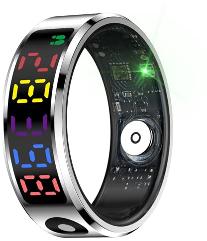 Annadue Smart Fitness Ring mit Farbdisplay, IP68 -Aktivitäts -Tracker, Multi -Sport -Modi, Konnektivität für Mobile Apps, Edelstahl -Gesundheitsring für die Stufenzählung und (8) (9)