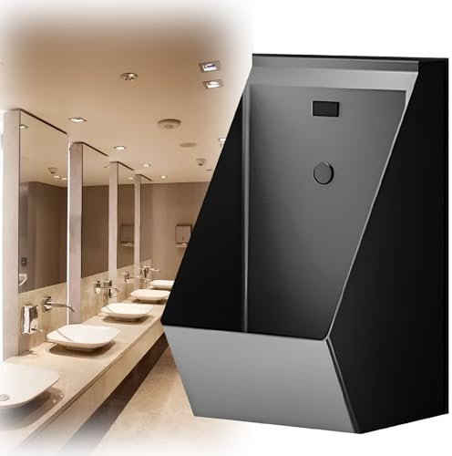 NLLATEI Urinal Zur Wandmontage, Urinale Aus Edelstahl 304 Für Herrentoiletten, Auslaufsicheres Und Geruchshemmendes Automatisches Öffentliches Toilettenspülurinal Für Bars, Hotels Und Garagen(Black)