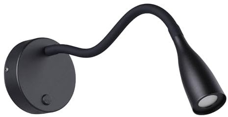 EGLO LED Wandlampe Olivandino, Schwanenhals Leselampe zur Wandmontage, Bettlampe Wand mit Schalter, Wandleuchte Schlafzimmer, Metall und Kunststoff in Schwarz, warmweiß