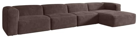 Luxusbetten24 Designer Sofa Comfy L Maxi in Cord Braun Rechts