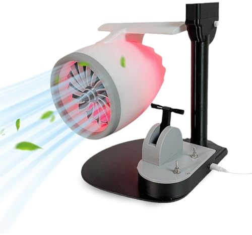 ZYWMZJ Jet Engine Turbofan Model Kit - 3D Printed Electric Aircraft Fan With Adjustable Speeds & Cooling Spray, Desk Fan For Airplane Enthusiasts