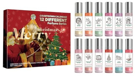 Adventskalender 2025, Geschenkset mit 12 Düften, festliche Düfte, langanhaltender Duft, Adventskalender für Frauen, ideal für Pendler und Termine