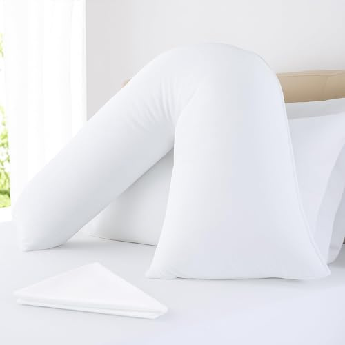 V Pillow with Pillowcase – Orthopedic Extra Filled Support Pillow for Neck