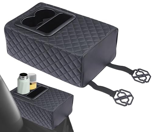 Yonuaret Armrest with storage compartment for the back seat, organiser for arm support in automobiles with cup holder, consoles for the rear seat, for SUV, trucks, saloon and