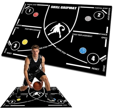 Basketball-Fußballmatte Trainingsmatte, Rutschfeste Blocking Matte für Fußball Ballkontrolle & Schritttraining - Fussballmatte Training Kinder & Erwachsene, Inkl. Tragegurt, Größe 120x86 cm