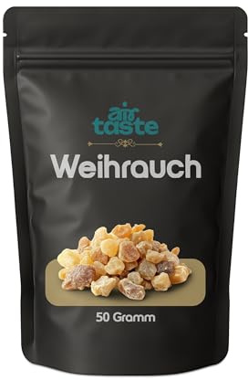 Airtaste® Weihrauch zum Räuchern 50 g – Boswellia papyrifera aus Äthiopien & Eritrea – naturreines Räucherharz in Kirchenqualität – traditioneller Kirchenweihrauch für Meditation (Weihrauch 50g)