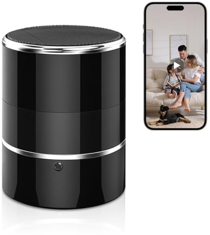 CHEJZVAY Cámara espía oculta WiFi en altavoz Bluetooth con ángulo de visión de 240°, HD 1080P, cámaras de seguridad inalámbricas, aplicación de teléfono para niñera, activada por movimiento para
