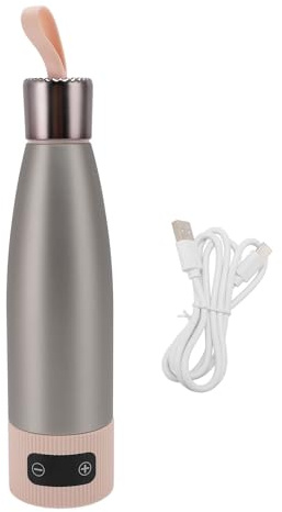 Vvikizy Petite Bouteille D'eau électrique, Bouilloire de Voyage Portable en Acier Inoxydable avec Chargement USB de 350 Ml avec Batterie de 15 000 MAh, Chauffage Rapide pour café, thé,