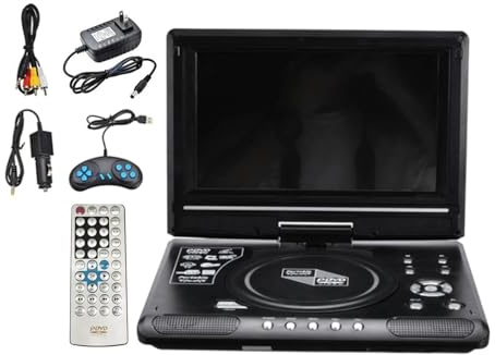 Lecteur DVD, 9,8 Pouces 16:9 écran Large 270 ° Rotatif LCD Maison Voiture TV Lecteur DVD Portable