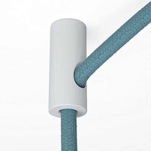 creative cables Descentralizador, Gancho de Techo para Cable eléctrico Textil con Tope - Blanco