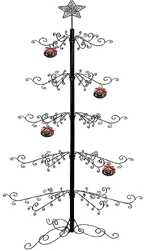 HOHIYA Weihnachtsbaum Metall Christbaum Groß Dekorationen Weihnachtsbaumkugeln Montage 196 cm Aufhängen schwarz Umweltfreundlich