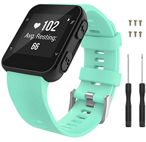 MoKo Armband Kompatibel mit Garmin Forerunner 35 GPS-Laufuhr, Silikon Ersatz Uhrenarmband Sportarmband Wechselarmband mit 2 Schraubendrehern und 6 Schrauben, Mint Grün