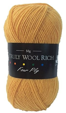 Cygnet C1004/5512 Mustard 75/25% Wool/Nylon Truly Wool Rich 4 Ply Yarn 50g