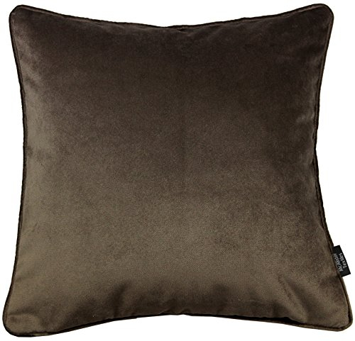 McAlister Textiles Matter Samt | Sofakissen mit Füllung in Mokka Braun | 43 x 43cm | erhältlich in 25 Farben | griffester Samt edel paspeliert | pralles Samtkissen