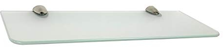 6 mm Glasregal Wandregal 40x15 satiniertes (Mattes) Glas mit Clip Mini Edelstahl-Finish / 1 Regal