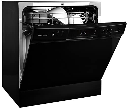 Klarstein Mini Lave Vaisselle de 8 Couvert, Lave-vaisselles Silencieux, 8 Programmes de Lavage, Petit de Table Compact, vaisselle Portable, Facile à Installer pour Maison, Bureau