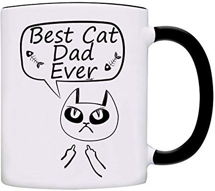 Best Cat Dad Ever, Funny Cat Lover Gift Coffee Mug-0148-Black