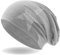 Hatstar Strass Stern Damen Beanie Mütze | elastisches Slouch Long Beanie | Mädchen Mütze | mit edler Strass Applikation | leicht und weich (hellgrau)
