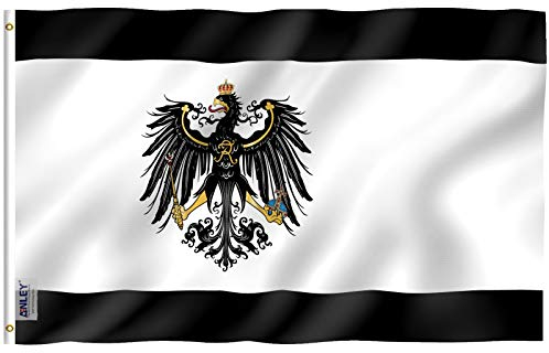 Anley Fly Breeze 3x5 Piedi Bandiera prussiana - Colore vivido e Resistente allo sbiadimento UV - Testata in Tela e Doppia Cucitura - Bandiera Tedesca del Regno di Prussia in Poliestere