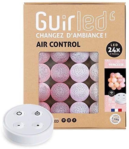 GuirLED - LED Baumwollkugeln Lichterkette USB - Drahtlose Fernbedienung - Baby Nachtlicht 2h - Dual USB 2A Netzteil enthalten - 4 Intensitäten – 24 Kugeln 2.4m - Prinzessin