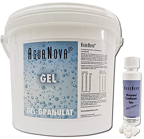 A.N. AGUA NOVA Wasserkern Vergelung in Wasserbetten, Gelbetten - Wasserbett Gel Granulat Pulver + 40x Agua Nova Wasserbett Konditionierer Conditioner Tabs Tabletten (2.5)