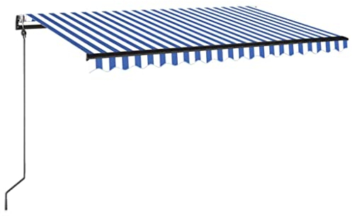 vidaXL Gelenkarmmarkise Automatisch Markise Balkonmarkise Sonnenmarkise Sonnenschutz Sichtschutz Terrasse Garten Balkon 400x350cm Blau Weiß