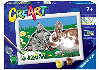 Ravensburger, CreArt, Ruhe auf der Wiese, Malset, Malen nach Zahlen, Kreatives Spiel für Jungen und Mädchen, 2 Pinsel und 1 Rahmen, Empfohlenes Alter 7+