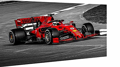 Magic Canvas Art - Bilder Formel 1 Autos Motorsport F1 Ferrari Leinwandbild 1- teilig Hochwertiger Kunstdruck modern Wandbilder Wanddekoration Design Wand Bild, Größe: 120 x 80 cm