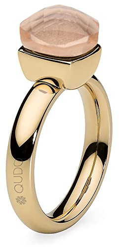 Qudo Firenze gold farbener Ring mit aprikot farbenem Stein (light peach)