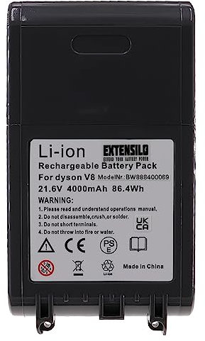 EXTENSILO Battery Replacement for Dyson 967834-02, 967834-07, 215866-01/02, 215967-01/02, 215681 for Vacuum Cleaner Black (4000mAh, 21.6 V, Li-ion)