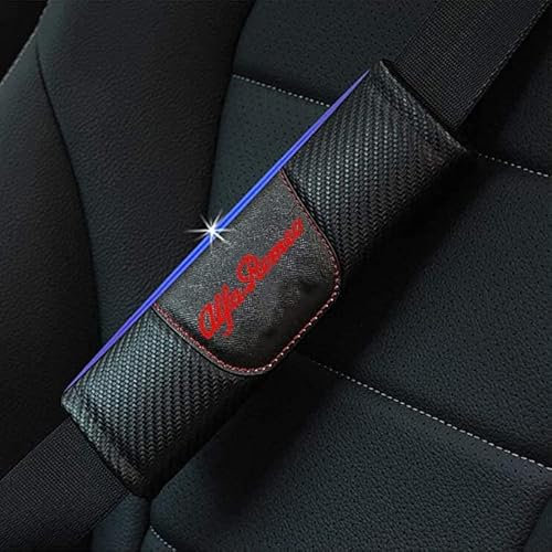 YYSFFF 2 StüCk Gurtpolster Auto FüR Alfa Romeo 159 147 156 Giulietta 147 159 Mito, Kohlefaser Auto Sicherheitsgurt Schulterpolster, Slip Soft Comfort, Mehr Komfort Auf Der Reise