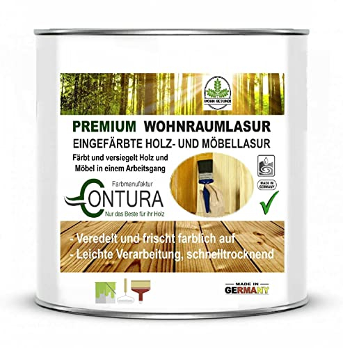 Wohnraumlasur Holzfarbe 375ml Möbellasur Lackbeize Möbellack Lacklasur Holzlack Wohnraum-Lasur Innenlasur (11 Silbergrau)
