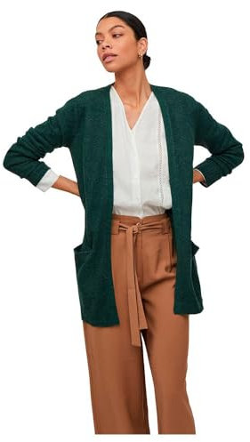 Vila Viril Open L/S Knit Cardigan-Noos Maglione, Materiale: Melange Scuro, XL Donna