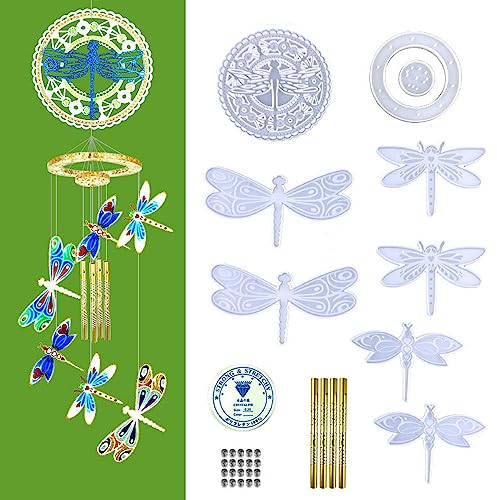 KyeeaDIY Windspiel Harzformen Libelle Windglocke Silikonform Anhänger Epoxidharz Formen DIY Kunsthandwerk Schlüsselanhänger Ohrringe Garten Baum Balkon Heimwanddekoration