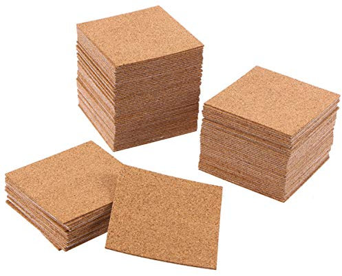 COHEALI 36 Stück selbstklebende Korkuntersetzer Quadrate Korkmatten Mini Wand Kork Fliesen Matte Kork Backing Blatt für Untersetzer DIY Bastelbedarf