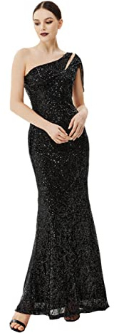 BABEYOND Women's Sequin Prom Dress - One Shoulder Maxi Dress Gowns and Evening Dresses for Party Wedding Guest