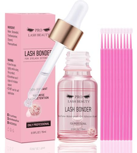 Lash Bonder for Eyelash Extensions Super Bonder Glue Accelerator Lash Extension Sealant Longer Retention Waterproof Oil-proof Special Dropper design for Dose Control(Rose,15ml)