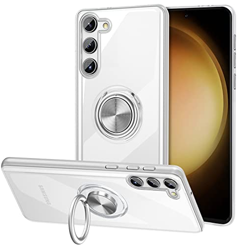 Vunake für Samsung Galaxy S23 Hülle mit Ring Halter Ständer Handyhülle Samsung S23 Silikon TPU Slim Clear Hülle Magnetische Autohalterung Stoßfeste Schutzhülle Case für Samsung S23 5G-Durchsichtig