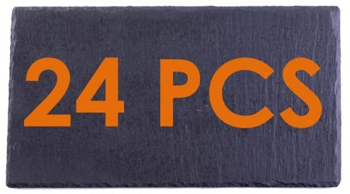 eGenuss 24 Assiettes à dessert en ardoise pour restaurants | Plateau de service professionnel en ardoise 30x15 cm