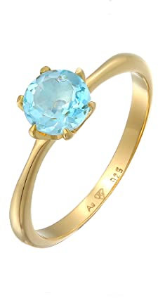 Elli Ring Damen Solitär Basic mit Topas in 925 Sterling Silber vergoldet